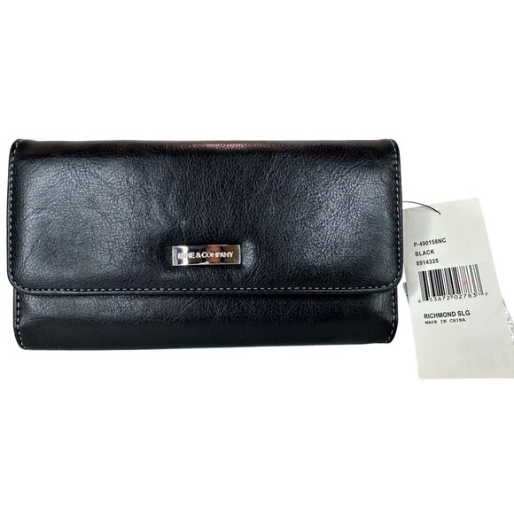 Nine‎ & Co Black Leather Wallet Full Size TriFold NEW OLD STOCK Vintage 90s Tags